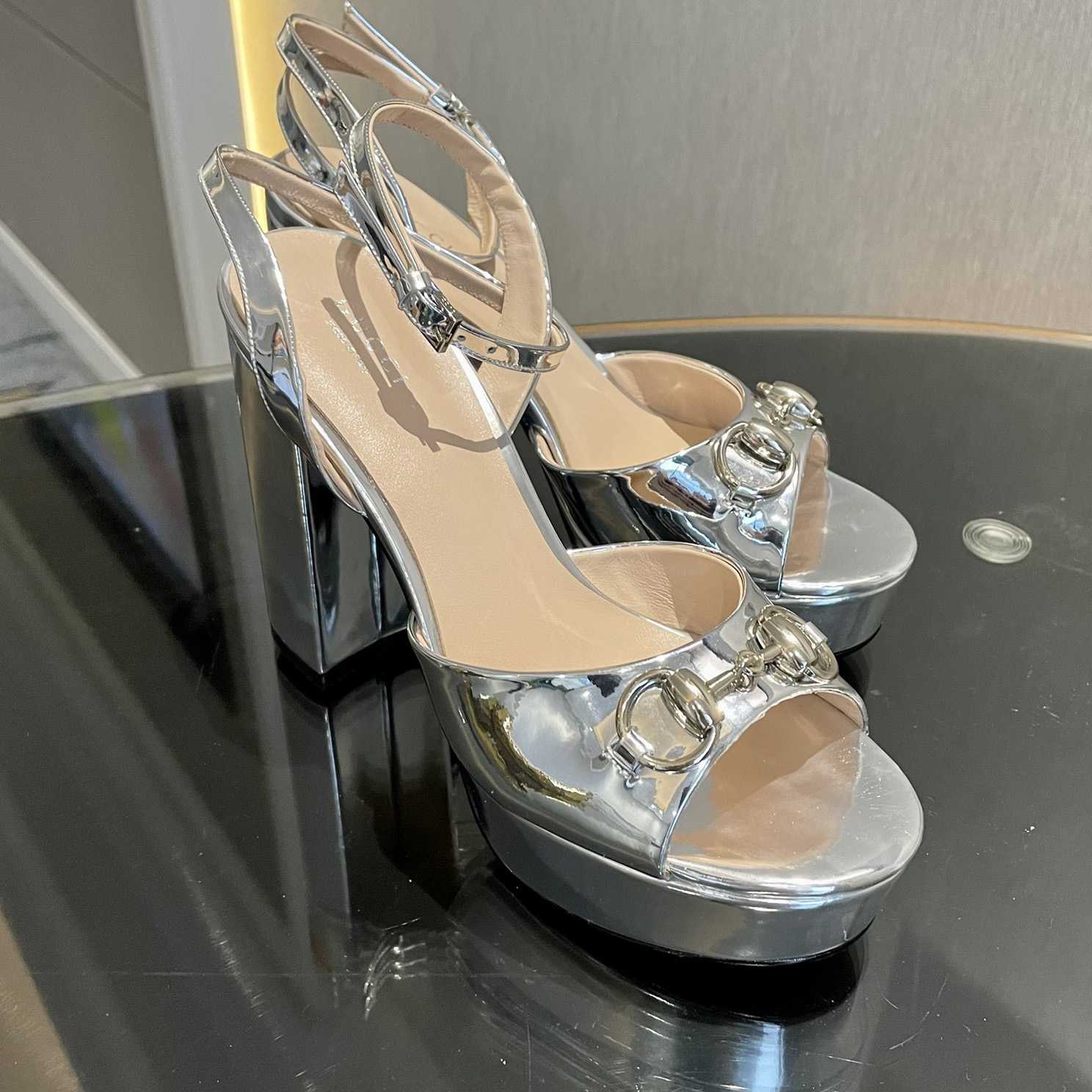 Gucci Silver Leather Sandals    11cm - FashionPlug