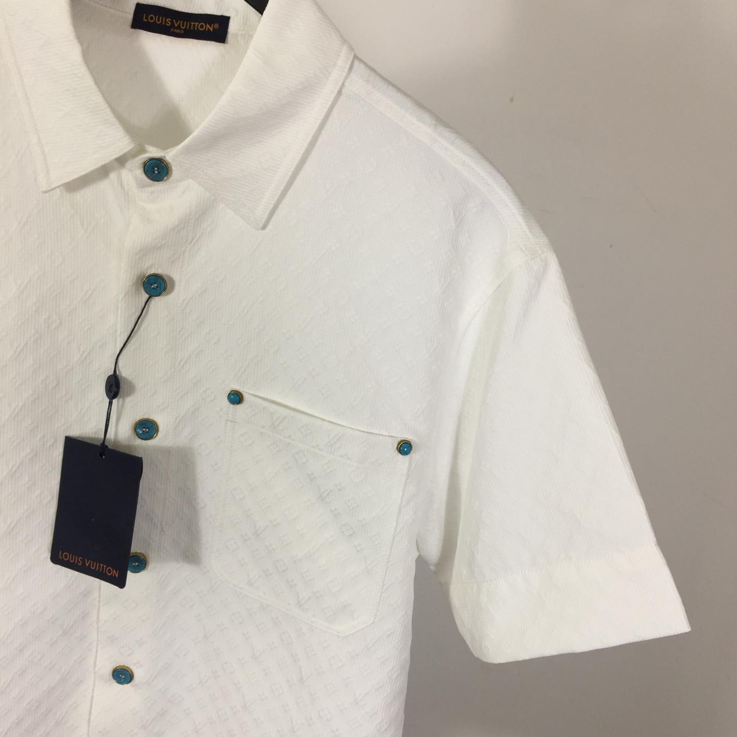 Louis Vuitton Monogram Short-Sleeved Cotton Shirt   - FashionPlug