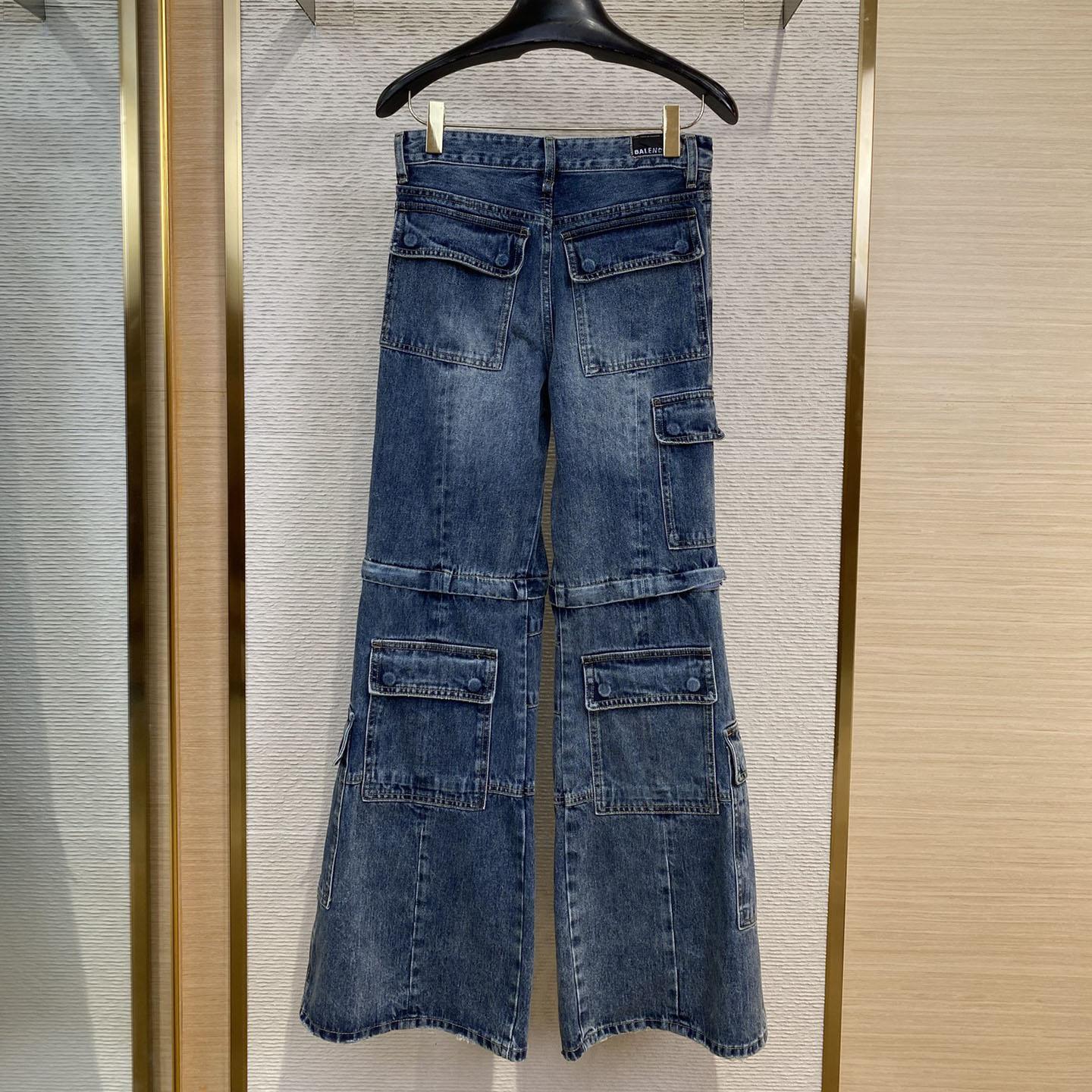 Balenciaga Flared Cargo Pants In Dark Blue - FashionPlug
