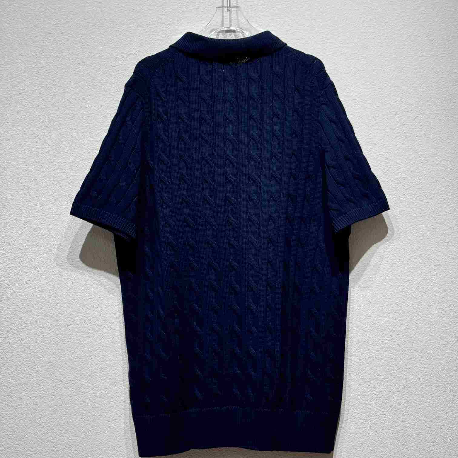 Ralph Lauren Cable-Knit Cotton Polo-Collar Sweater - FashionPlug