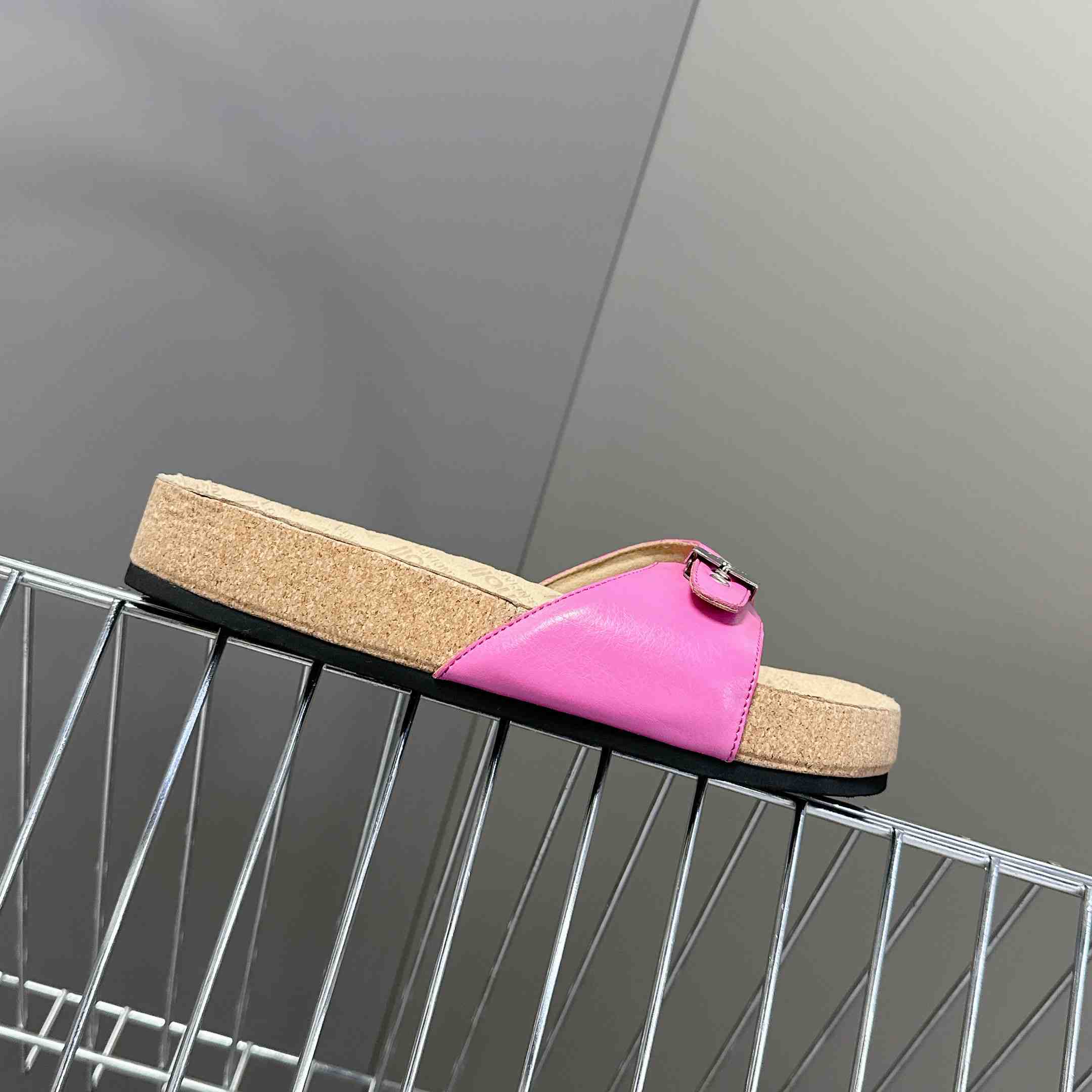 Balenciaga Scholl Flat Sandal In Glossy Pink - FashionPlug