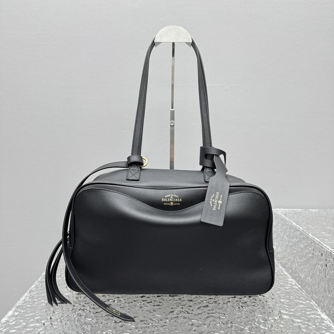 Balenciaga Carrie Bowling Bag Medium In Black  - FashionPlug