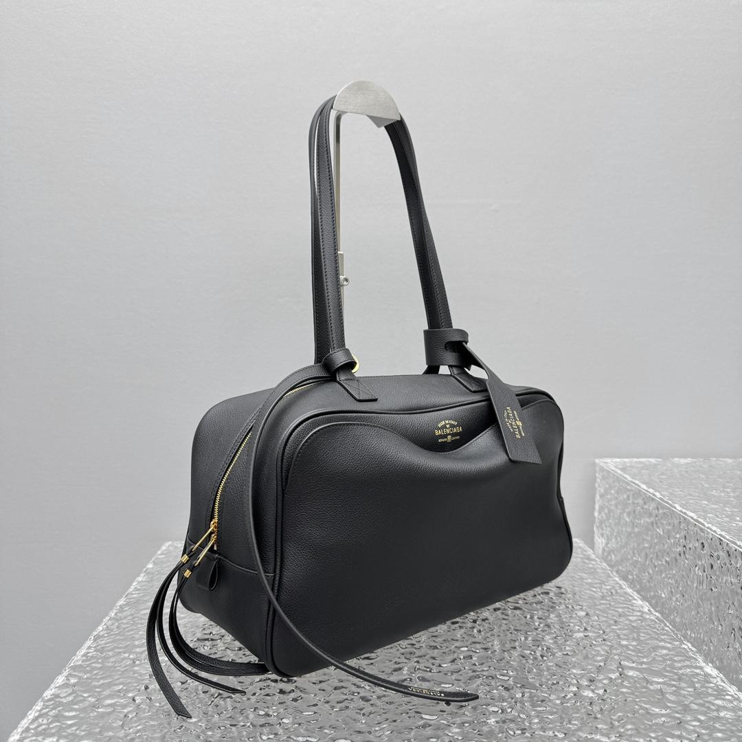 Balenciaga Carrie Bowling Bag Medium In Black  - FashionPlug