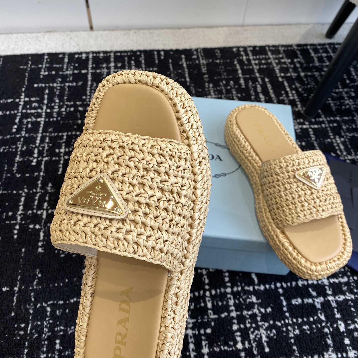 Prada Crochet Flatform Slides - FashionPlug