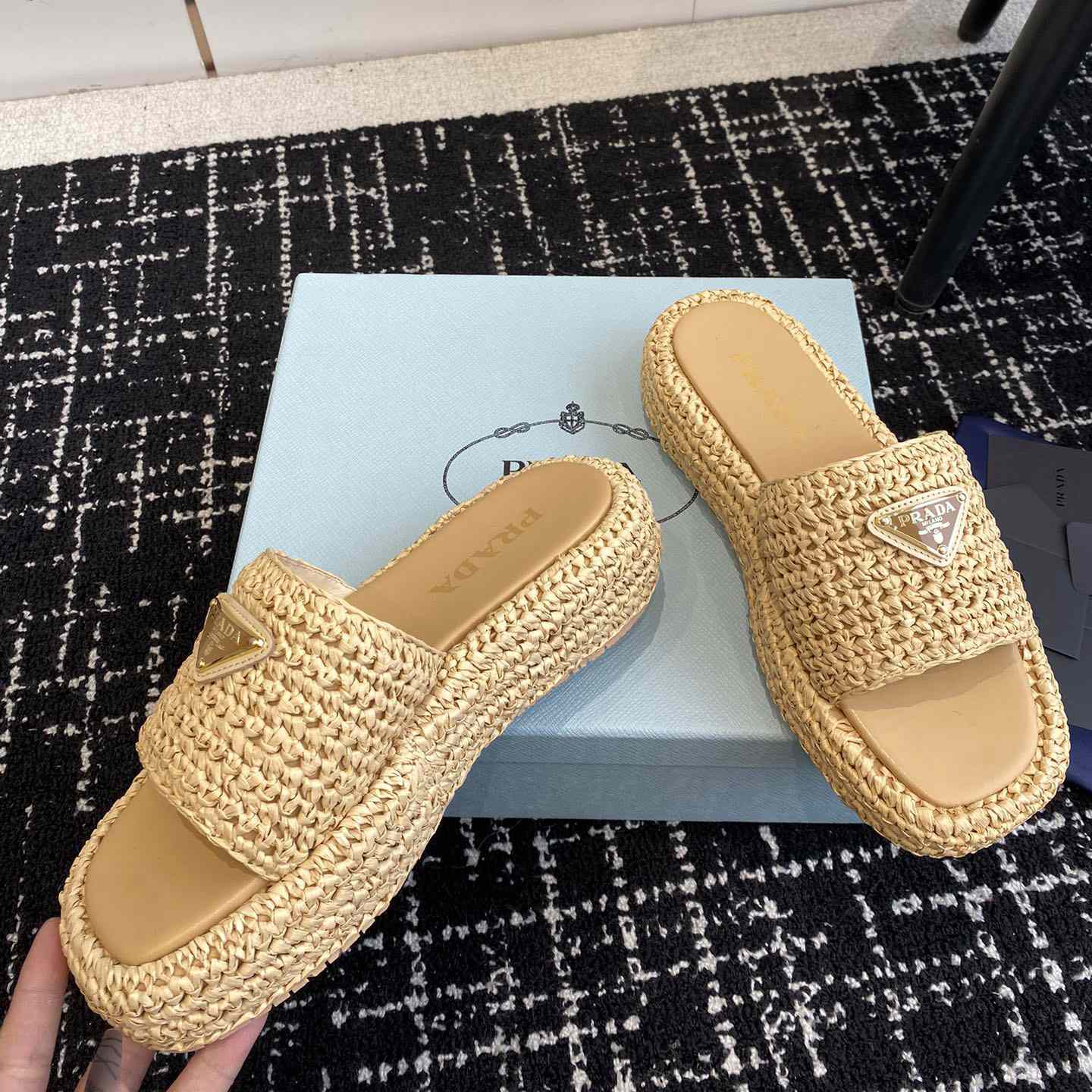 Prada Crochet Flatform Slides - FashionPlug
