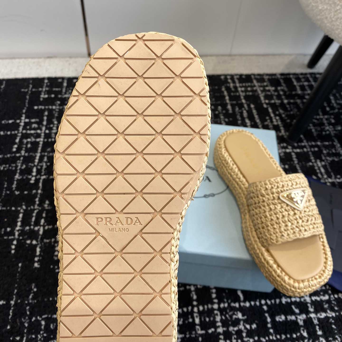 Prada Crochet Flatform Slides - FashionPlug