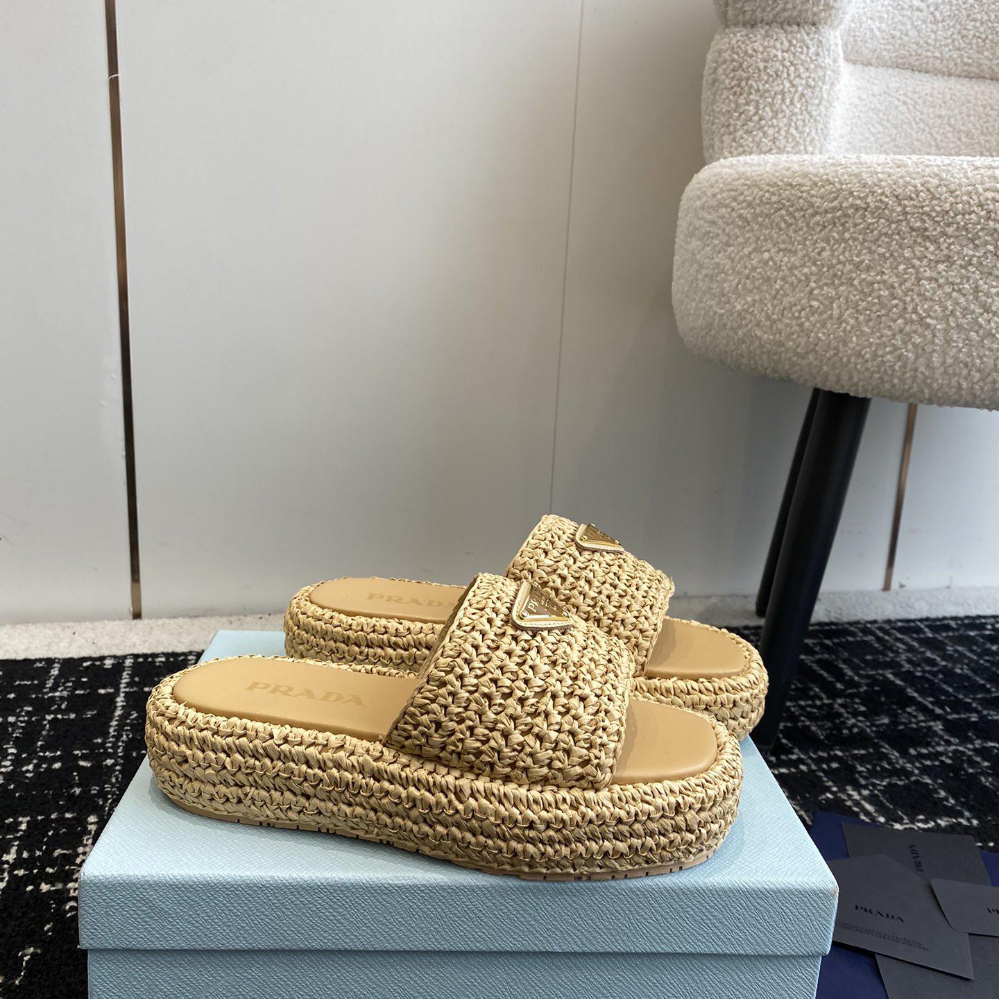 Prada Crochet Flatform Slides - FashionPlug