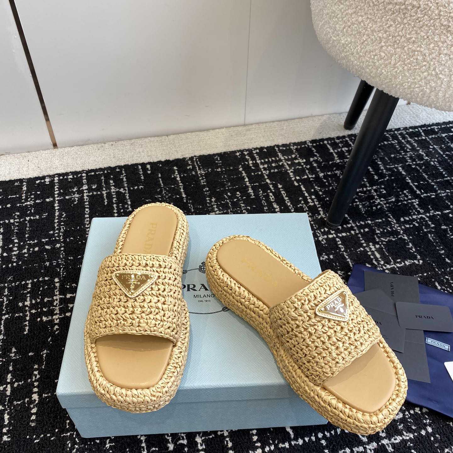 Prada Crochet Flatform Slides - FashionPlug