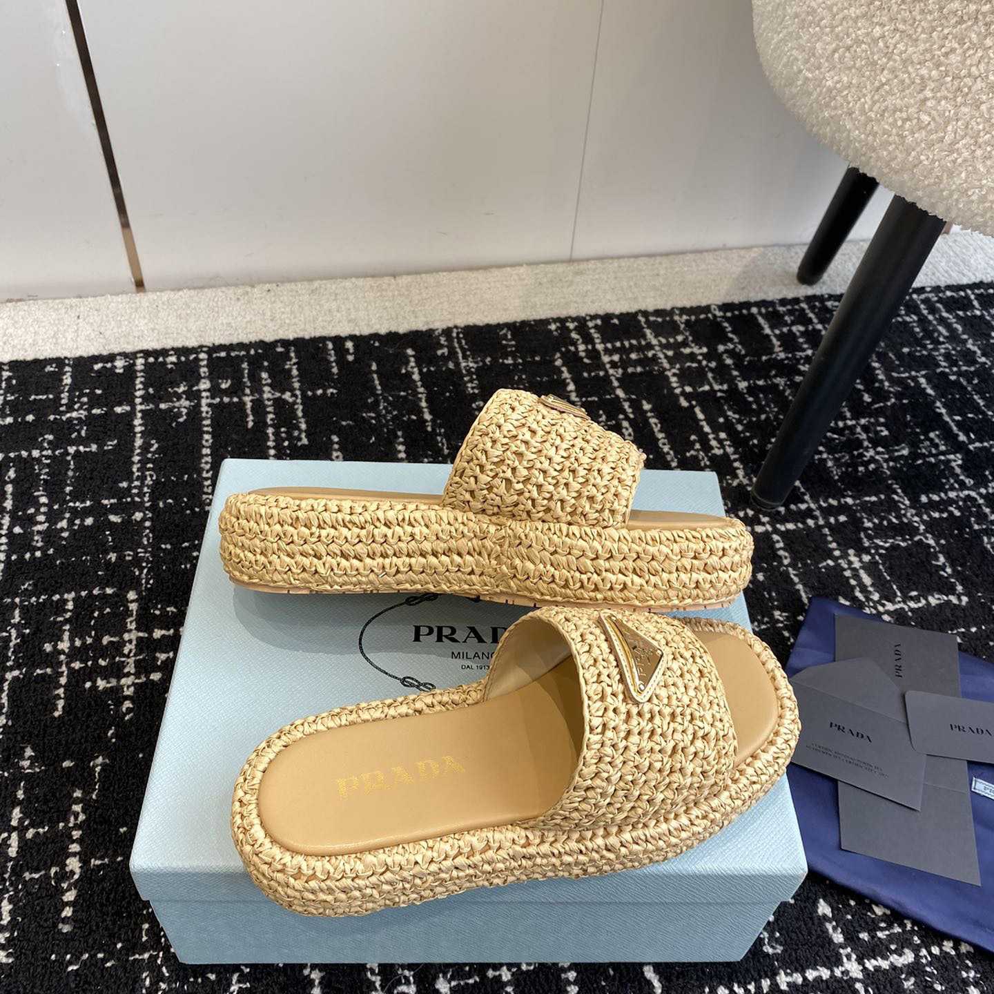 Prada Crochet Flatform Slides - FashionPlug