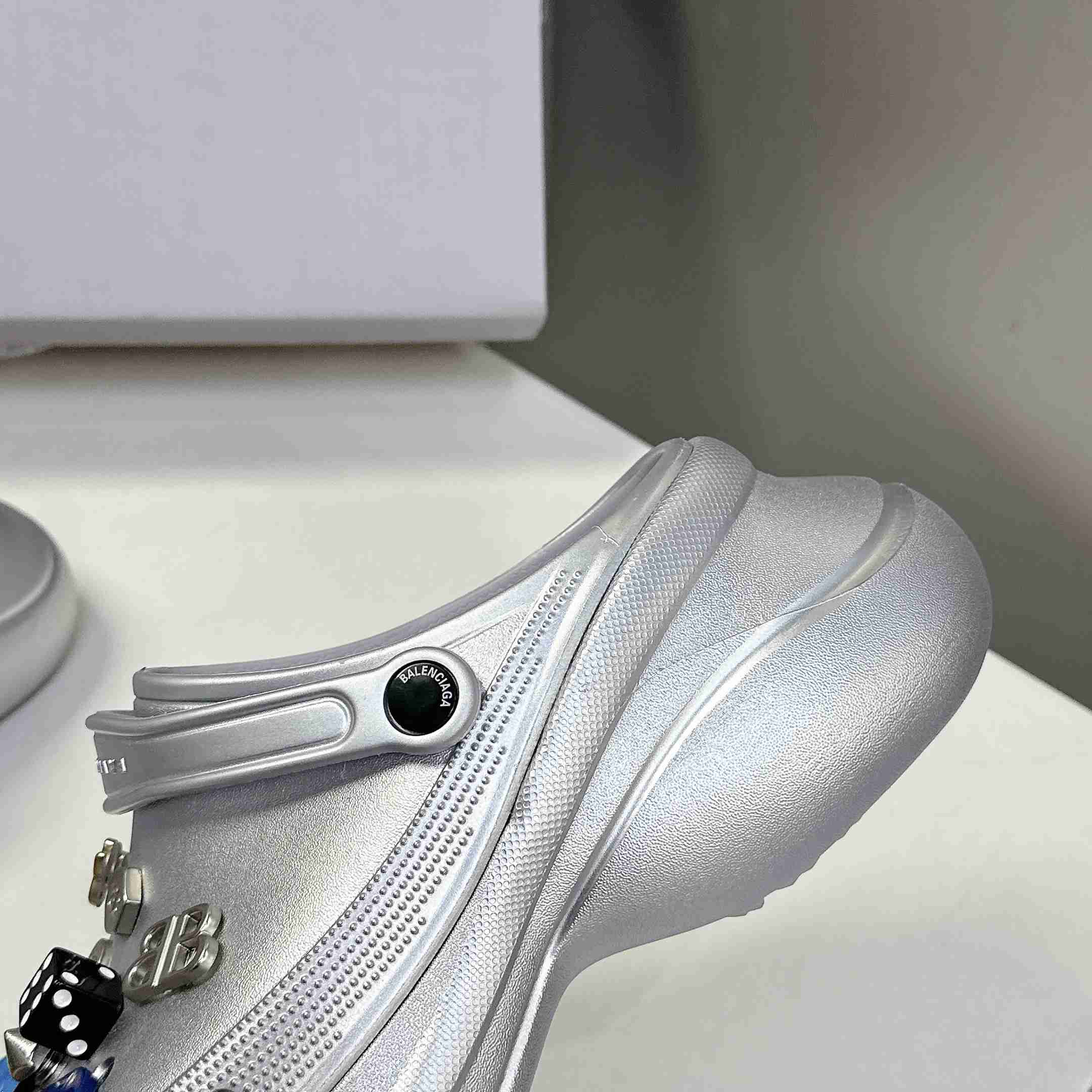 Balenciaga Crocs™ Mule In Silver - FashionPlug