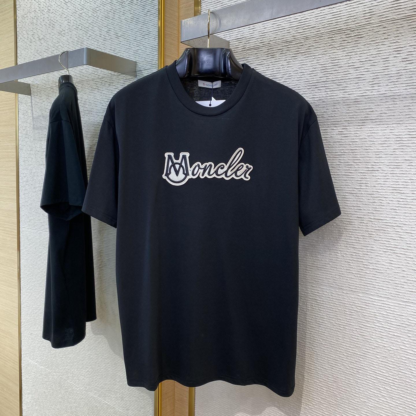 Moncler Embroidered Varsity Logo Cotton T-shirt - FashionPlug