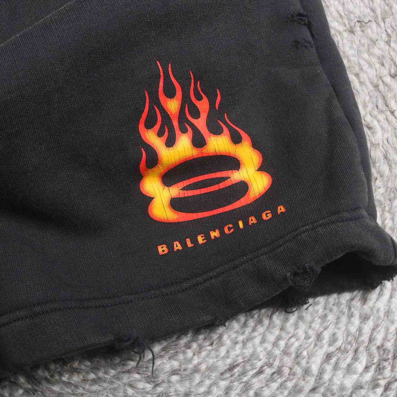 Balenciaga Burning Unity Arch Molleton Shorts  - FashionPlug