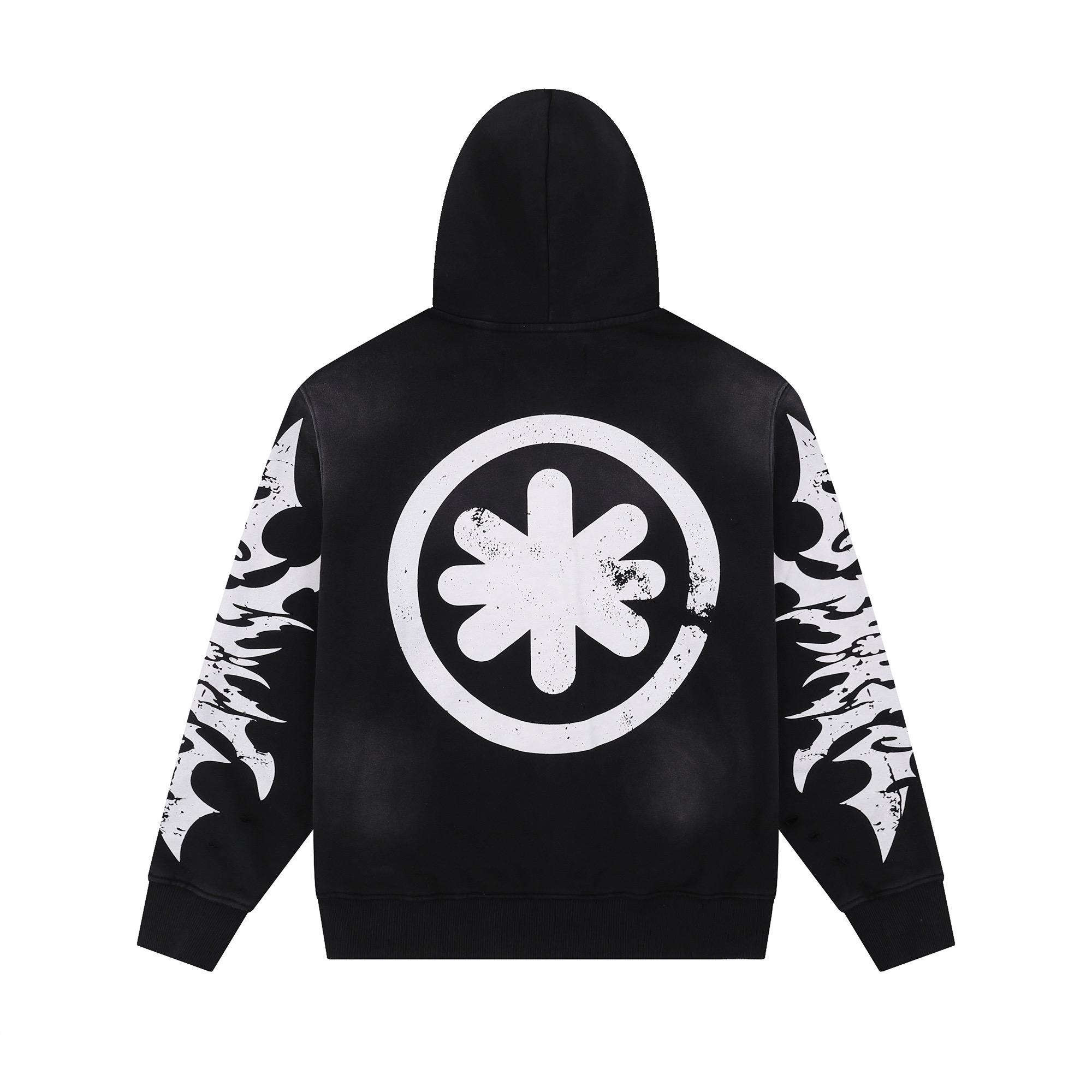 LostShdws Complex Con Exclusive Acid Wash Zip Up Hoodie Black - FashionPlug