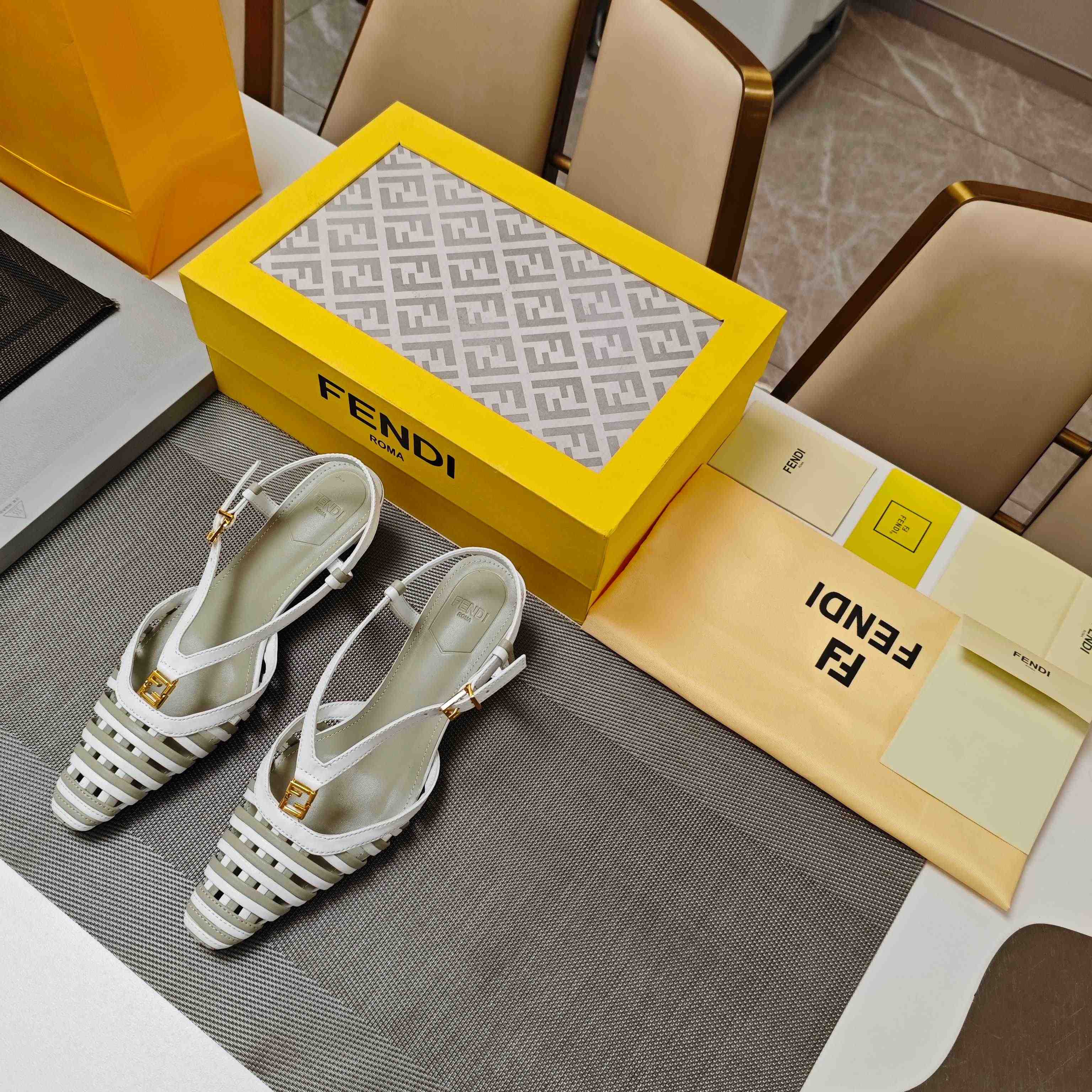 Fendi FFold Leather Low-heeled Slingbacks - FashionPlug