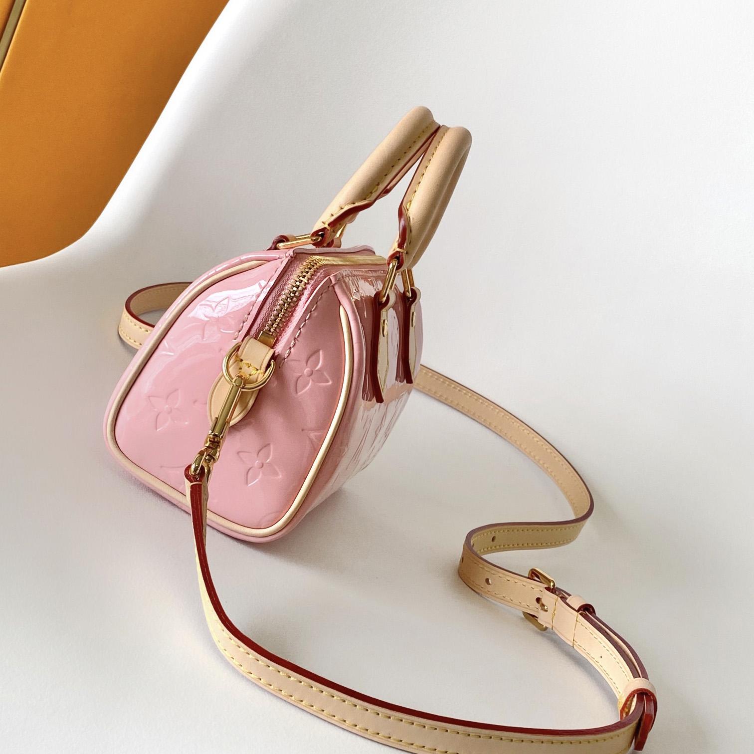 Louis Vuitton Nano Speedy Monogram Vernis Leather  16x10x7.5cm  M81879 - FashionPlug