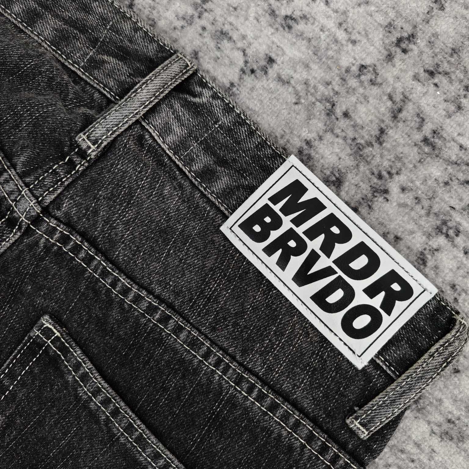 Who Decides War Motif Patched Jeans   701 - FashionPlug