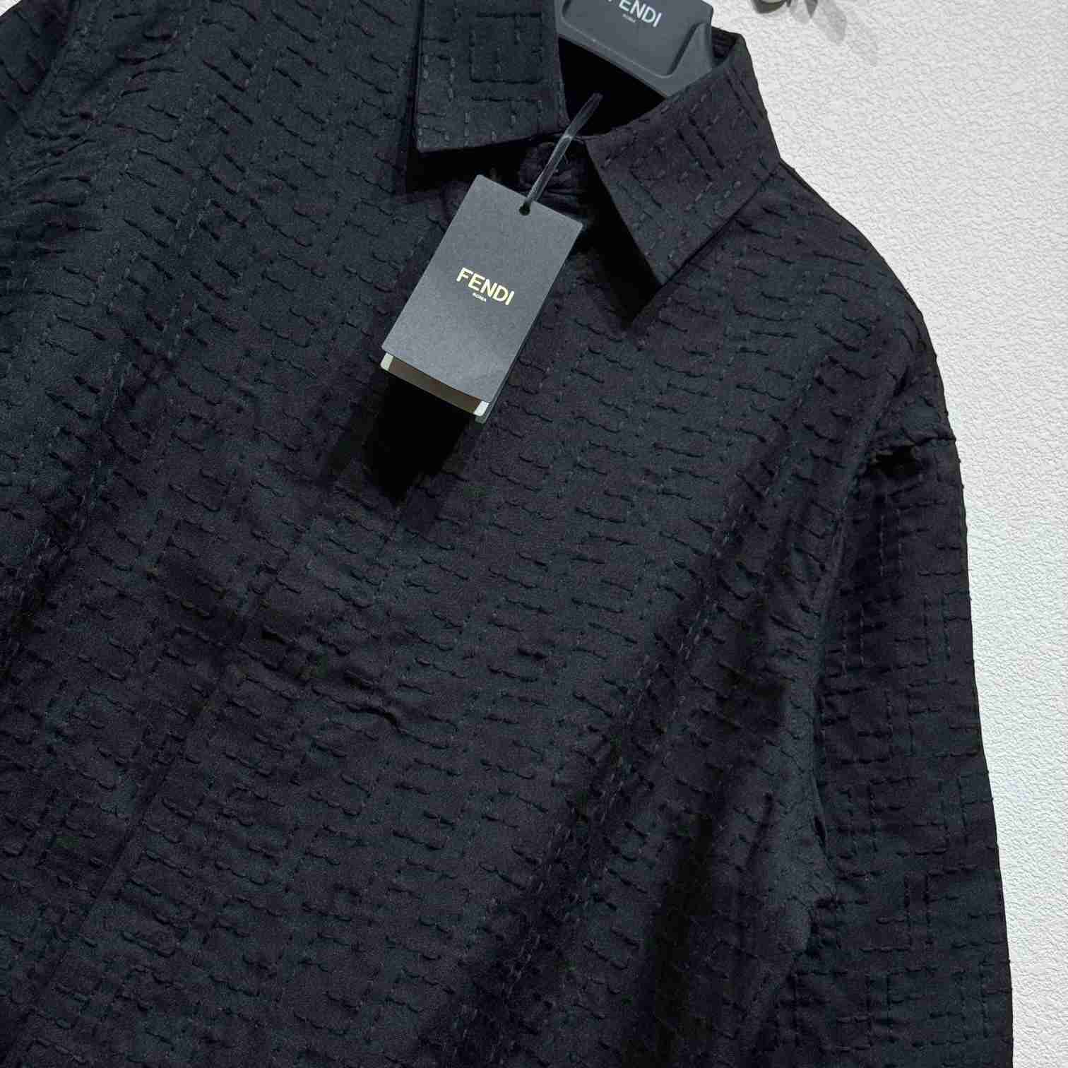 Fendi Black Linen FF Jacquard Shirt - FashionPlug