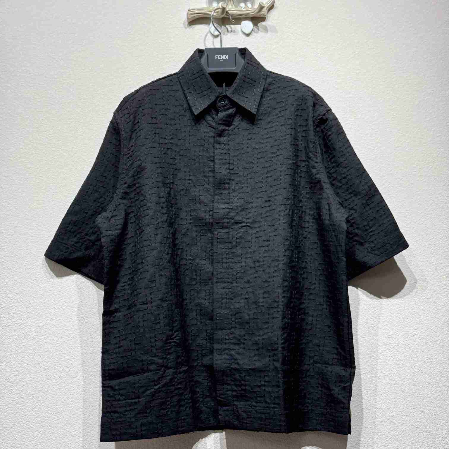 Fendi Black Linen FF Jacquard Shirt - FashionPlug