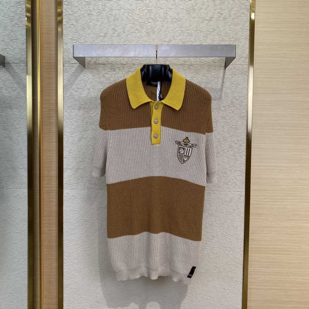 Fendi Yellow And Beige Cotton Jersey Polo Shirt - FashionPlug
