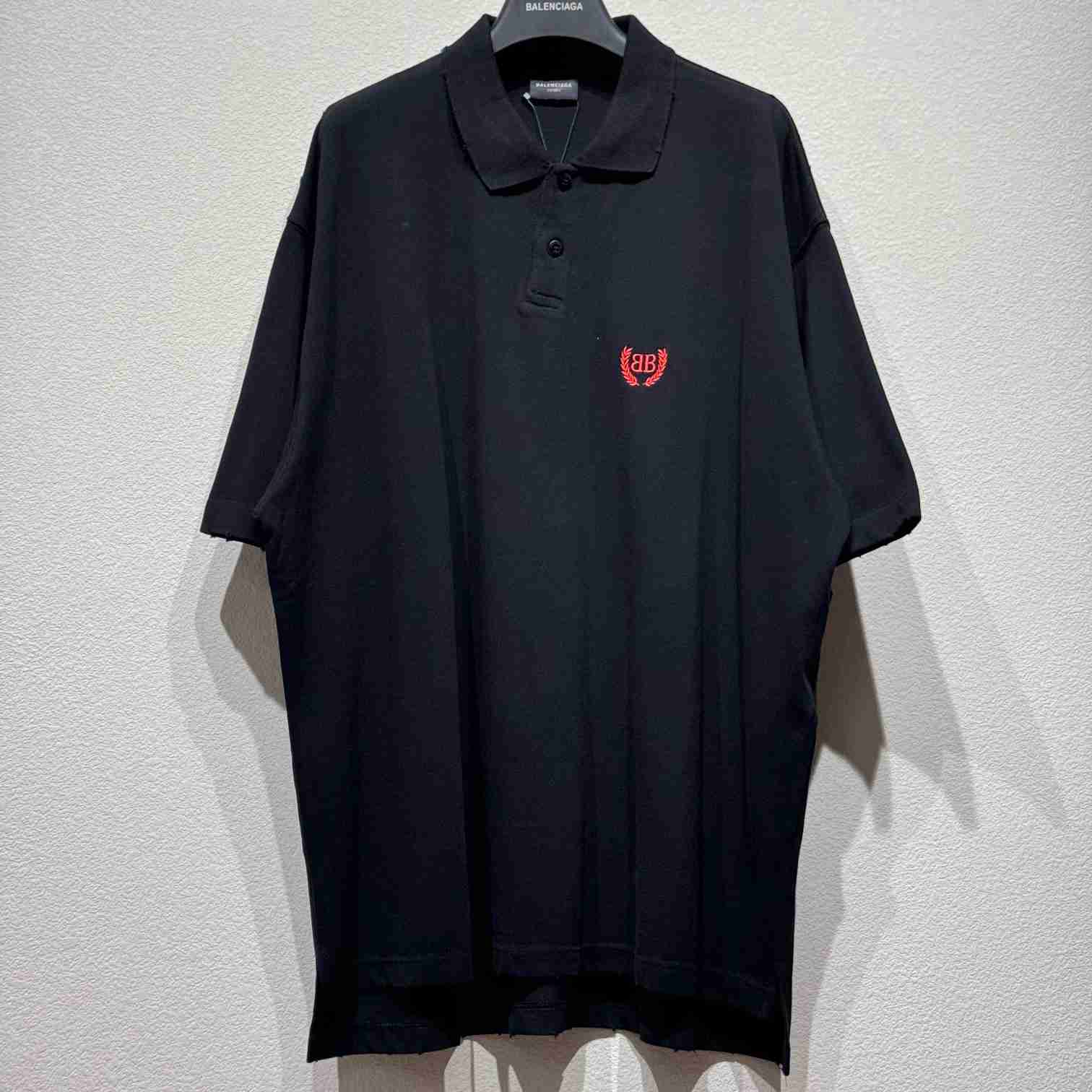 Balenciaga Laurel Classic Short Sleeve Regular Polo In Faded Black  - FashionPlug