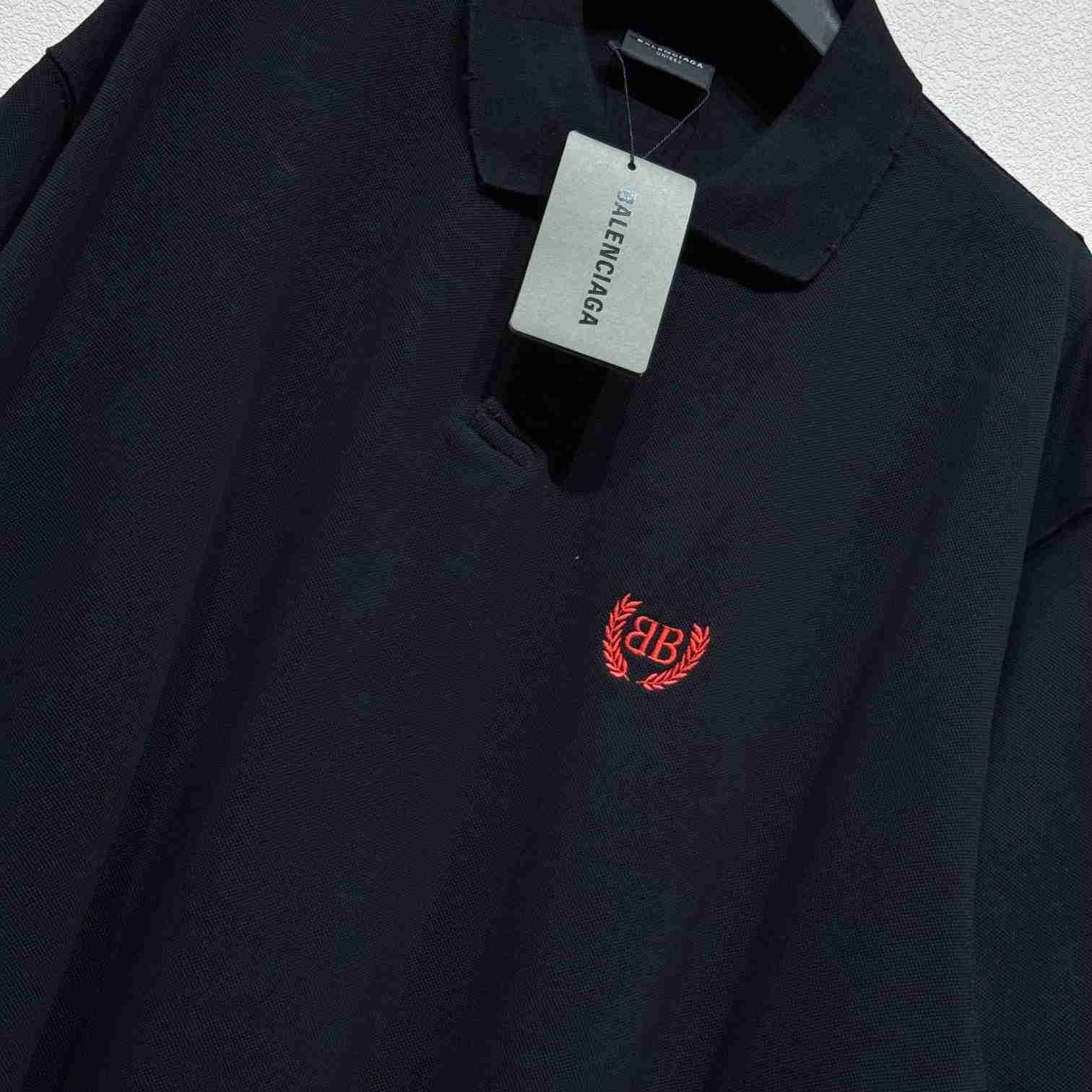 Balenciaga Laurel Classic Short Sleeve Regular Polo In Faded Black  - FashionPlug