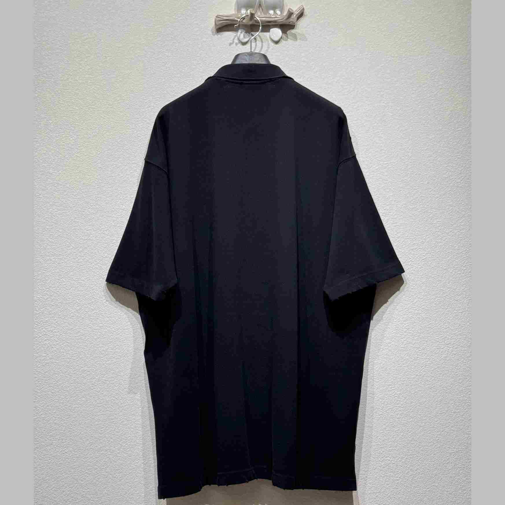 Balenciaga Laurel Classic Short Sleeve Regular Polo In Faded Black  - FashionPlug