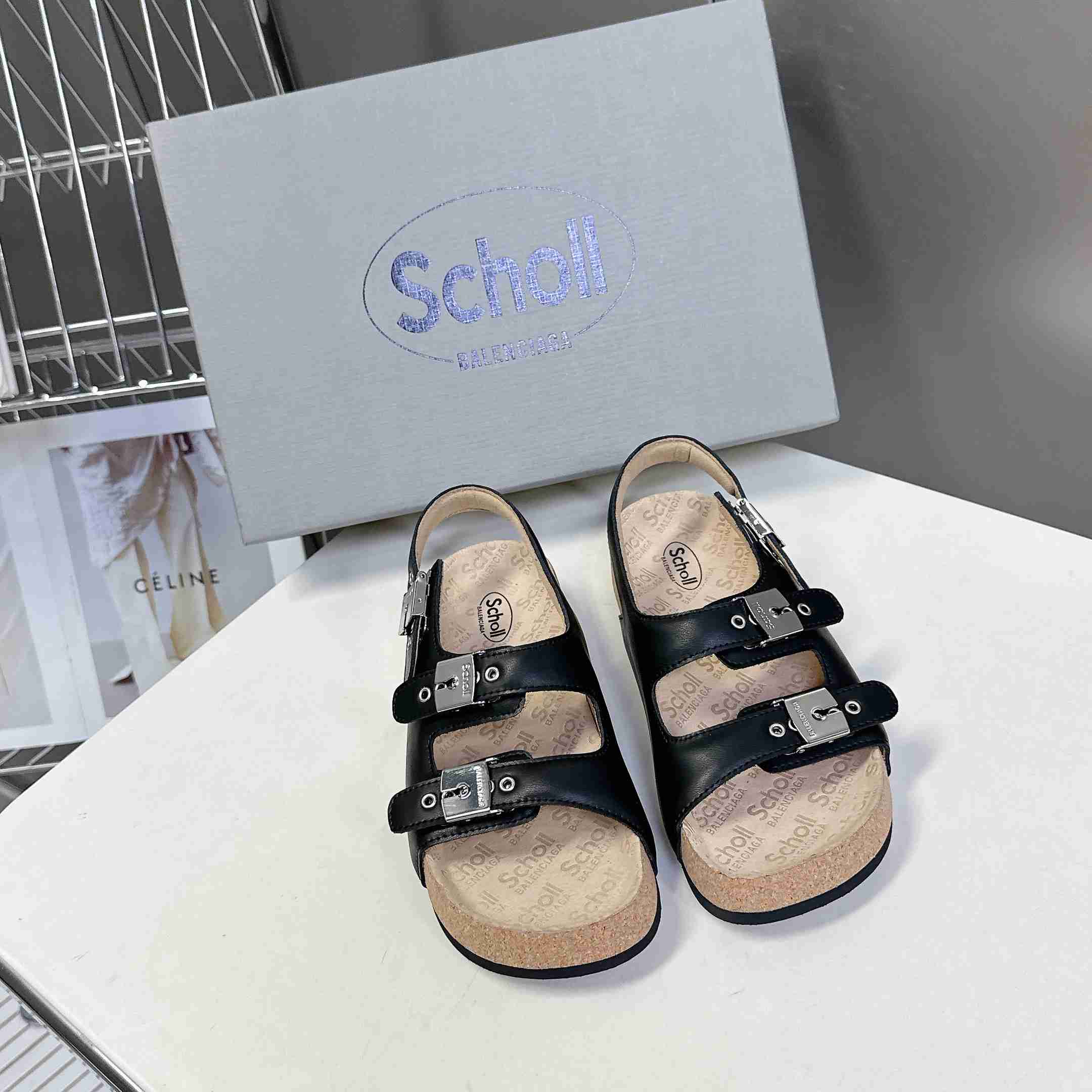 Balenciaga Scholl Flat Sandal In Black - FashionPlug