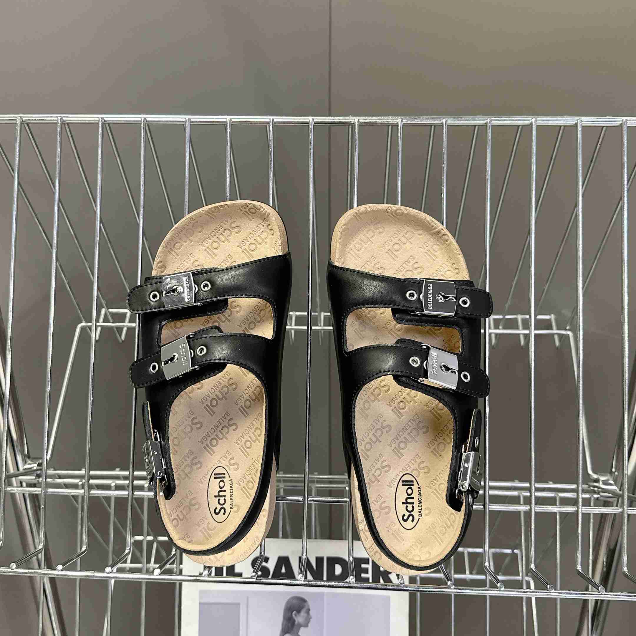 Balenciaga Scholl Flat Sandal In Black - FashionPlug