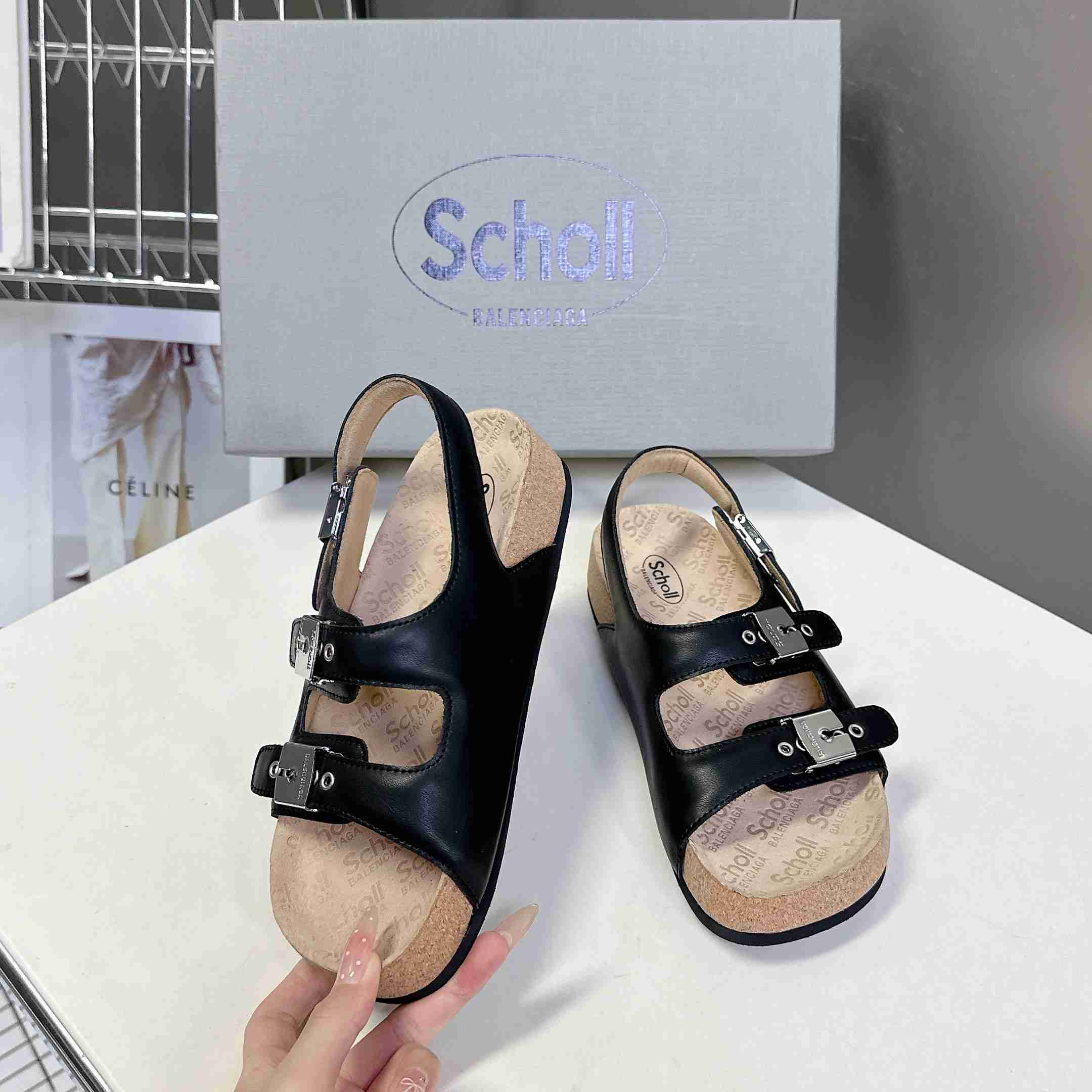 Balenciaga Scholl Flat Sandal In Black - FashionPlug