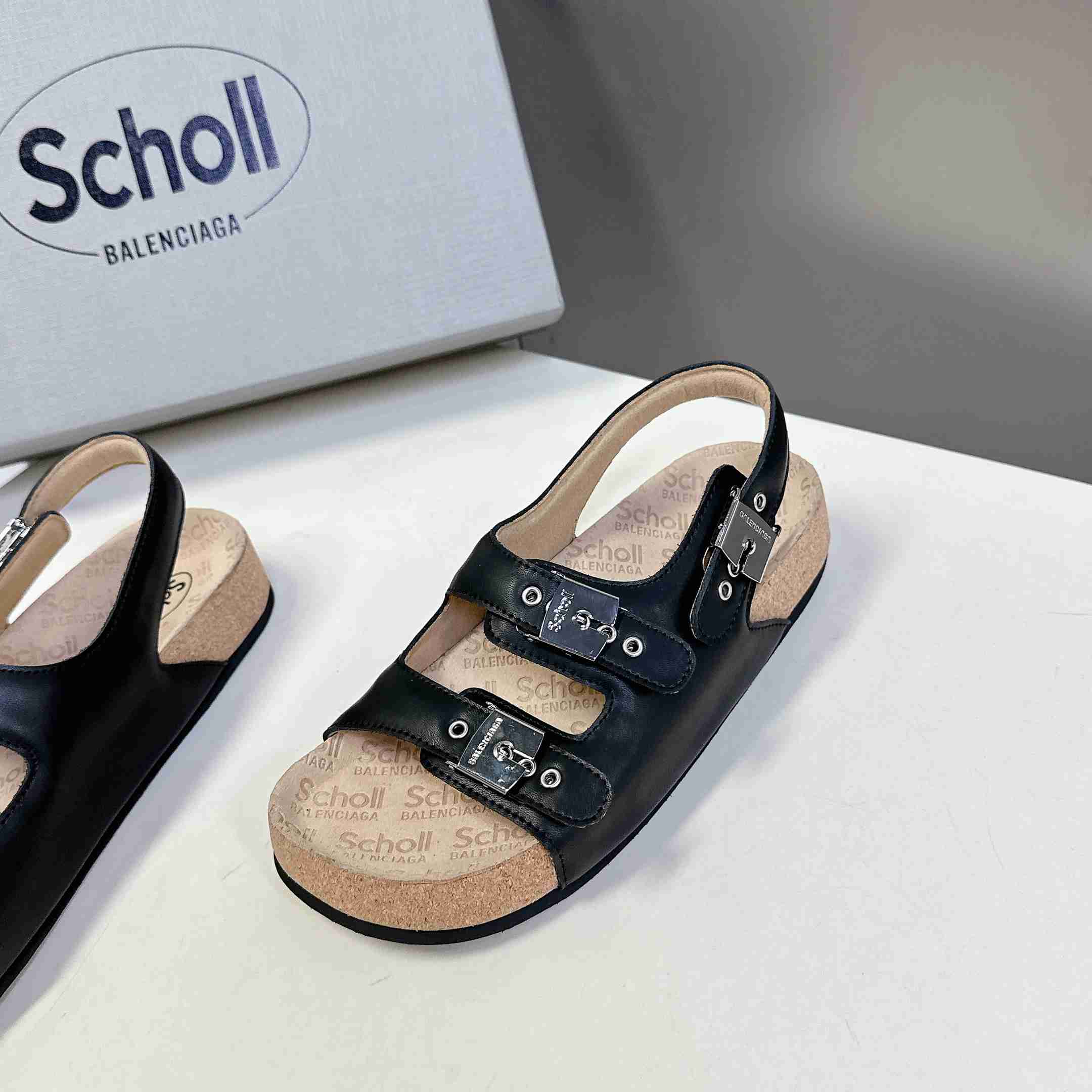Balenciaga Scholl Flat Sandal In Black - FashionPlug