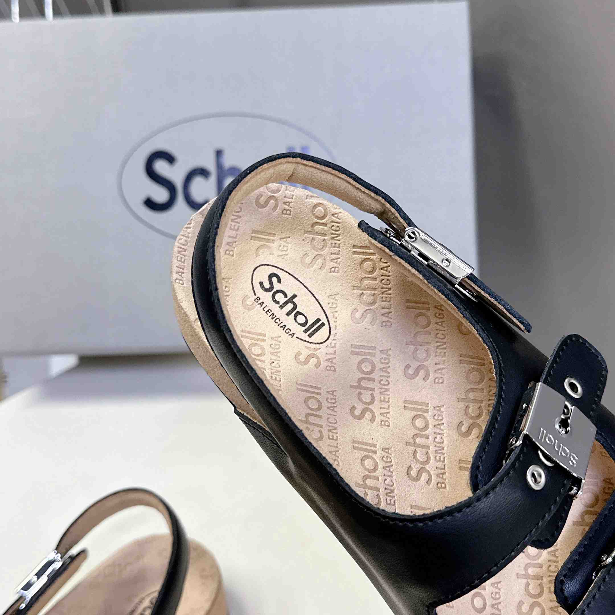 Balenciaga Scholl Flat Sandal In Black - FashionPlug