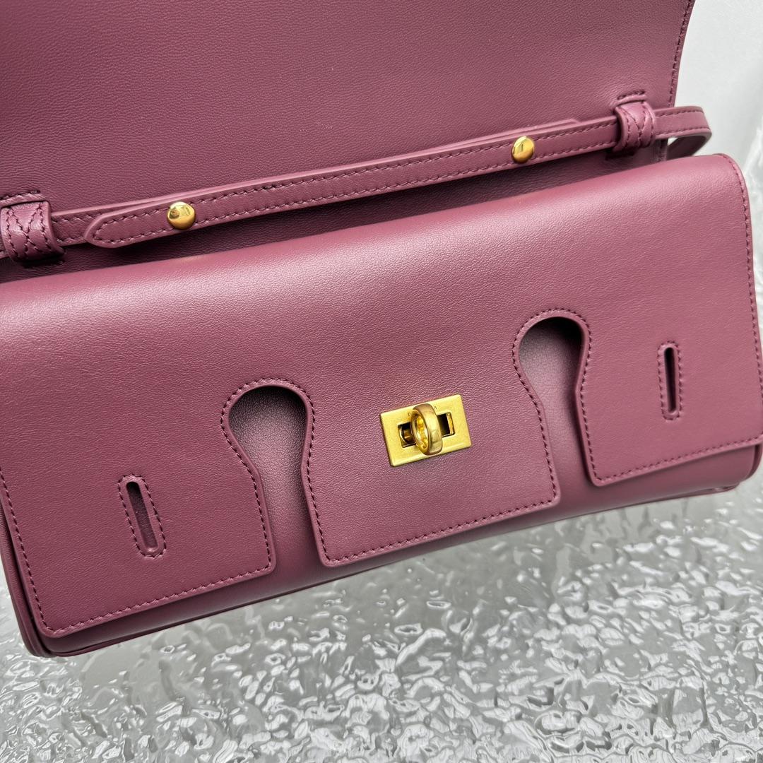 Balenciaga Bel Air Clutch On Strap Small In Dark Burgundy - FashionPlug