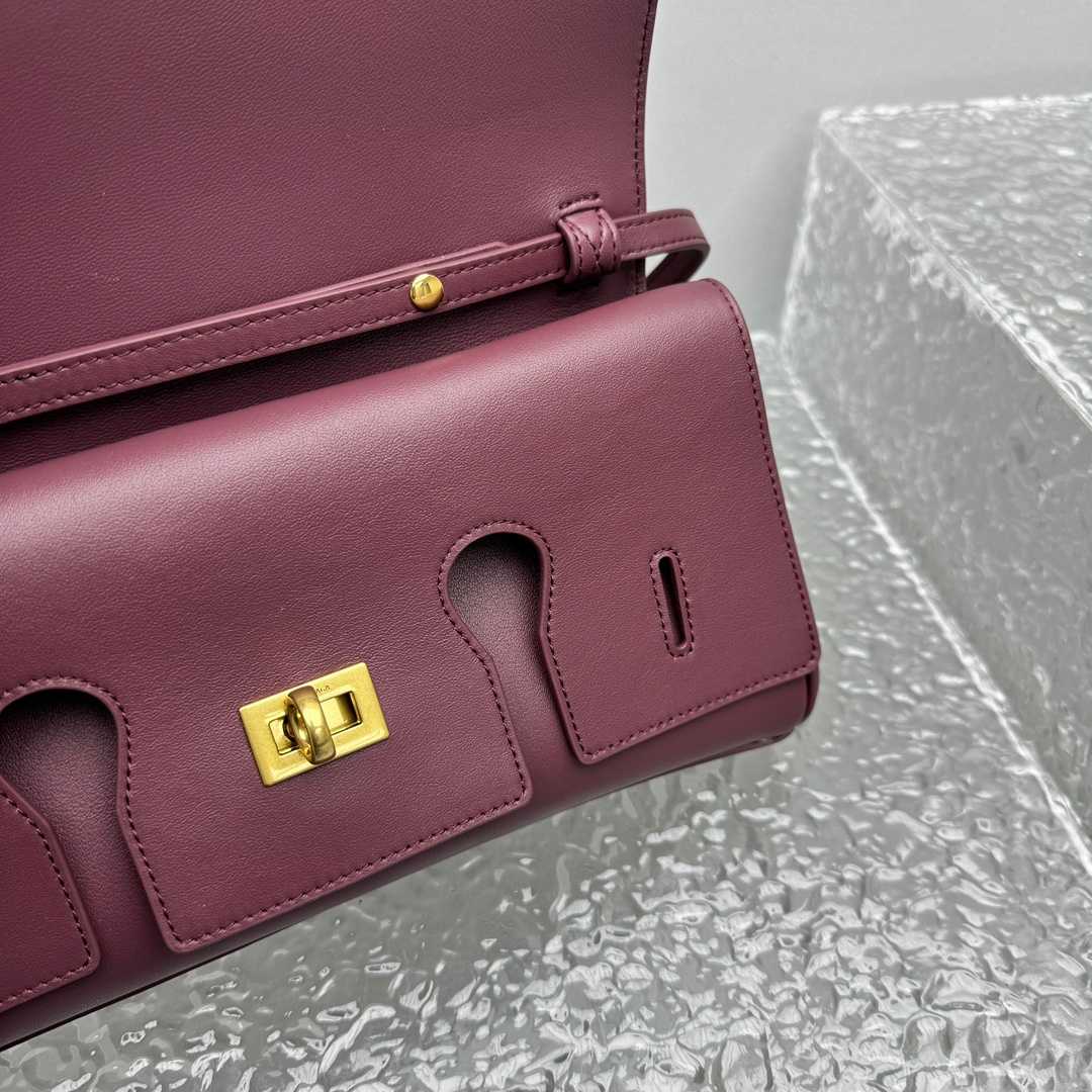 Balenciaga Bel Air Clutch On Strap Small In Dark Burgundy - FashionPlug