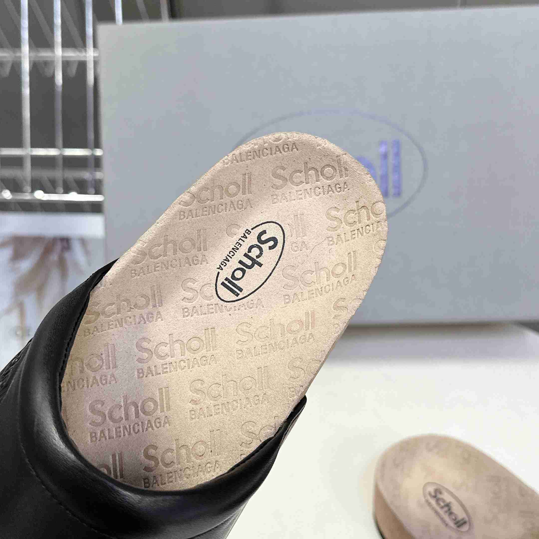 Balenciaga Scholl Flat Mule In Black - FashionPlug