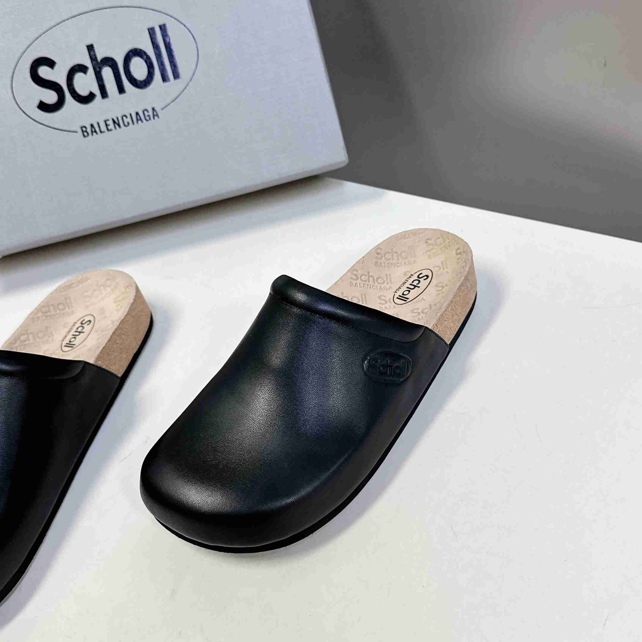 Balenciaga Scholl Flat Mule In Black - FashionPlug