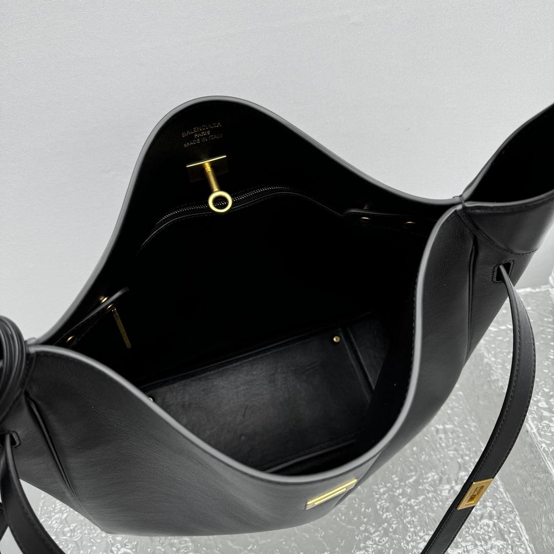 Balenciaga Bel Air Hobo Bag Large In Black  - FashionPlug