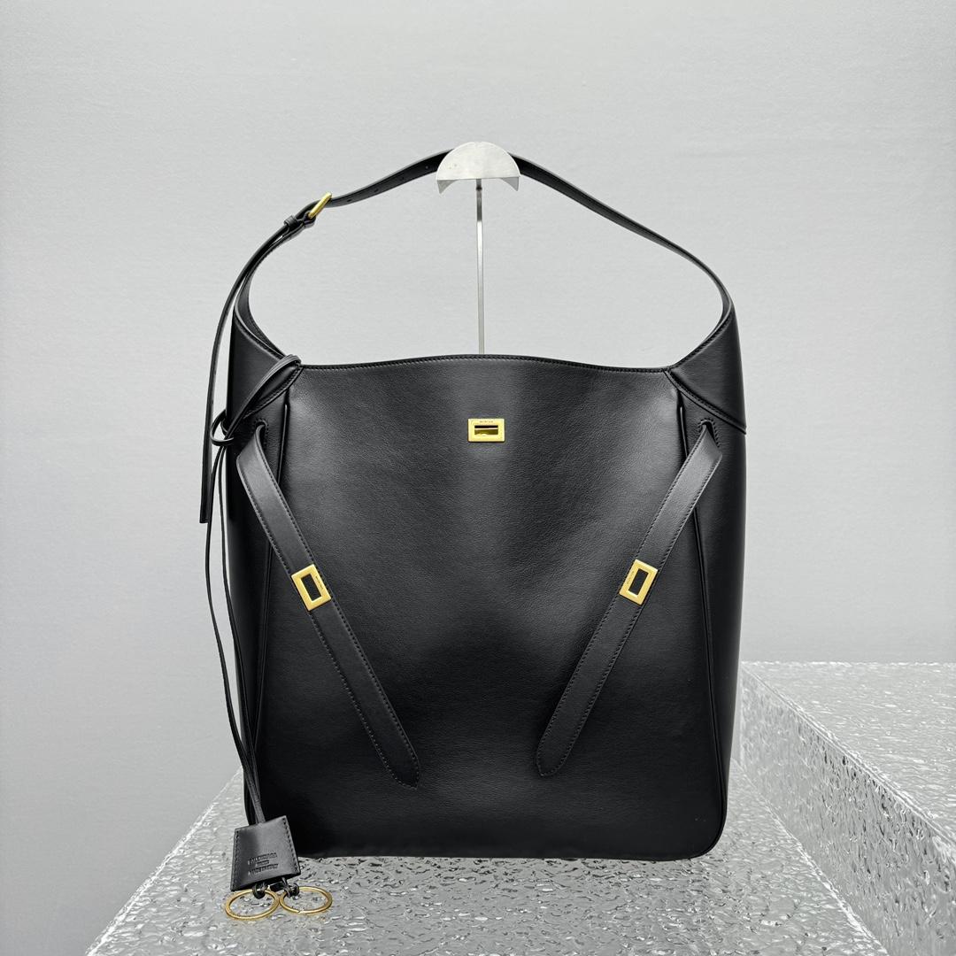 Balenciaga Bel Air Hobo Bag Large In Black  - FashionPlug