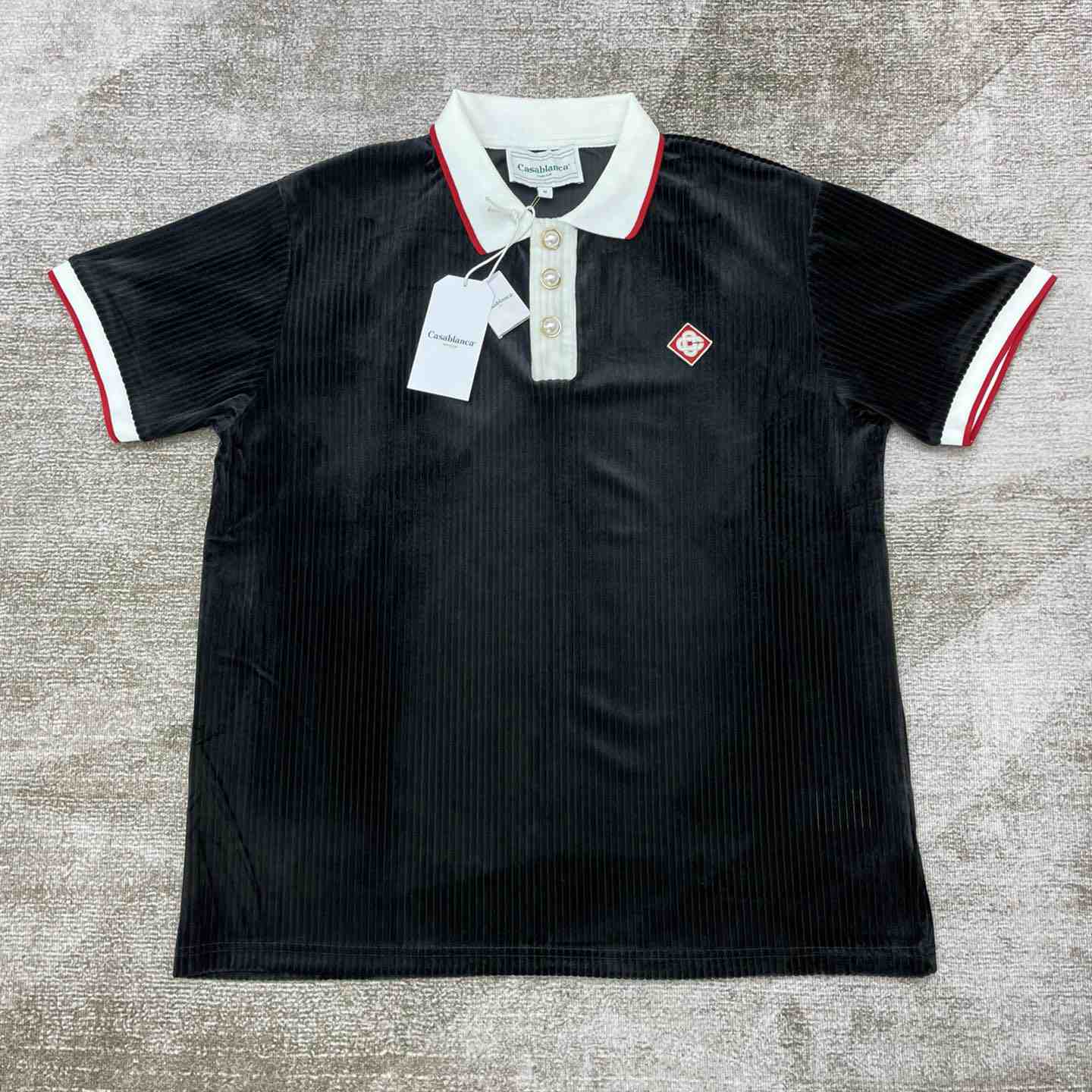 Casablanca Rib Velour Polo Shirt   c878 - FashionPlug