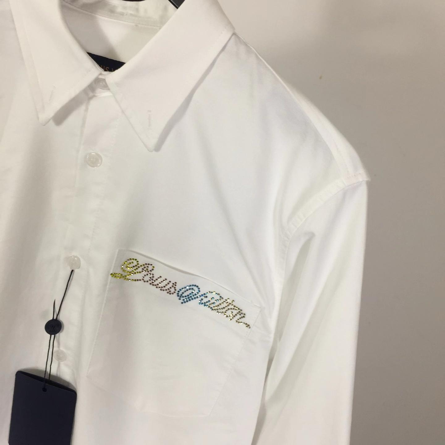 Louis Vuitton Embellished Long-Sleeved Cotton Shirt  1AGTQ5  - FashionPlug
