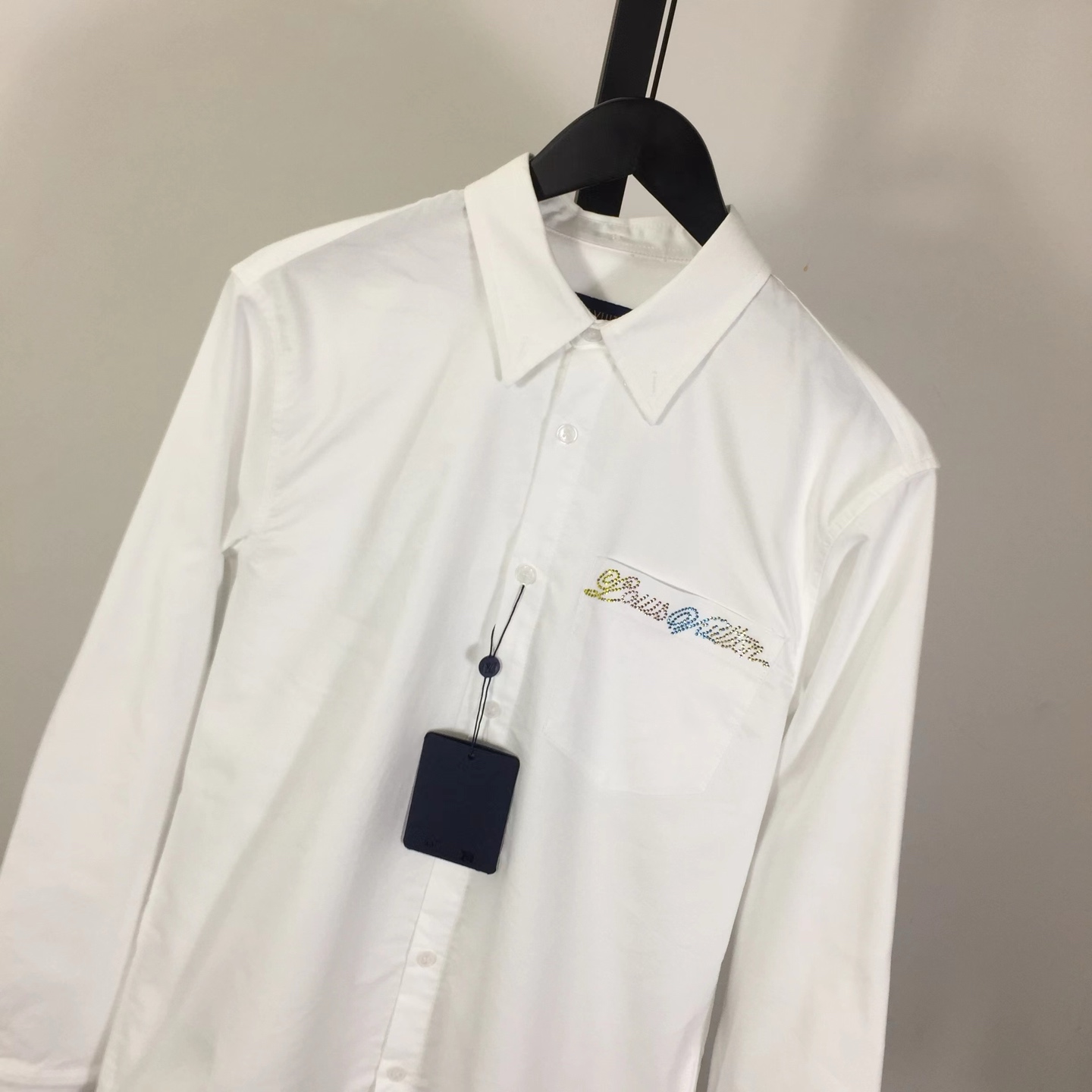 Louis Vuitton Embellished Long-Sleeved Cotton Shirt  1AGTQ5  - FashionPlug