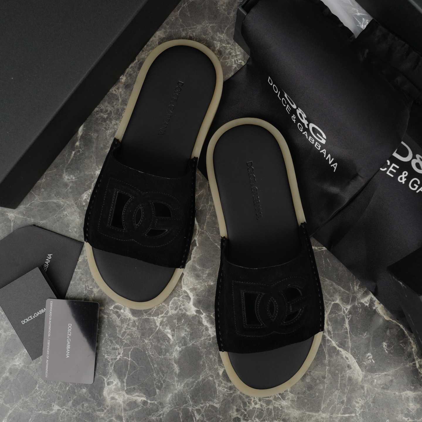 Dolce & Gabbana Suede Sliders - FashionPlug
