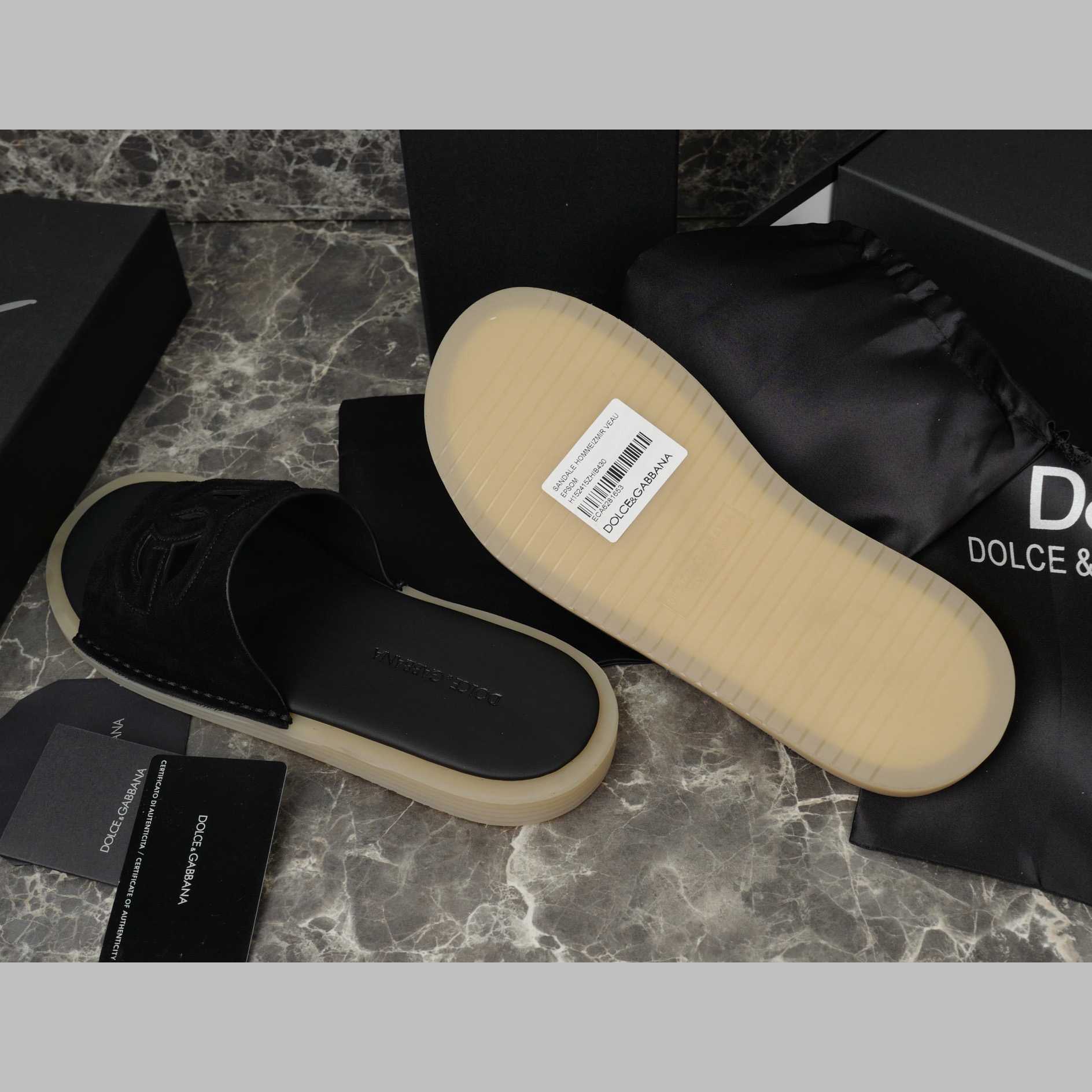 Dolce & Gabbana Suede Sliders - FashionPlug