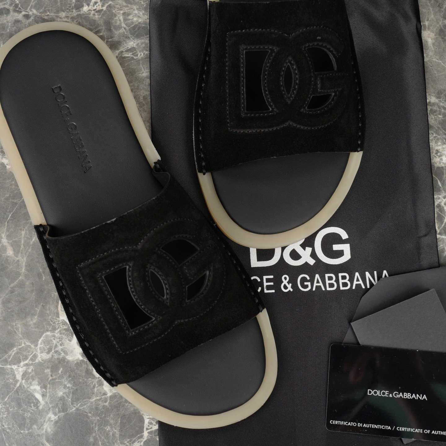 Dolce & Gabbana Suede Sliders - FashionPlug