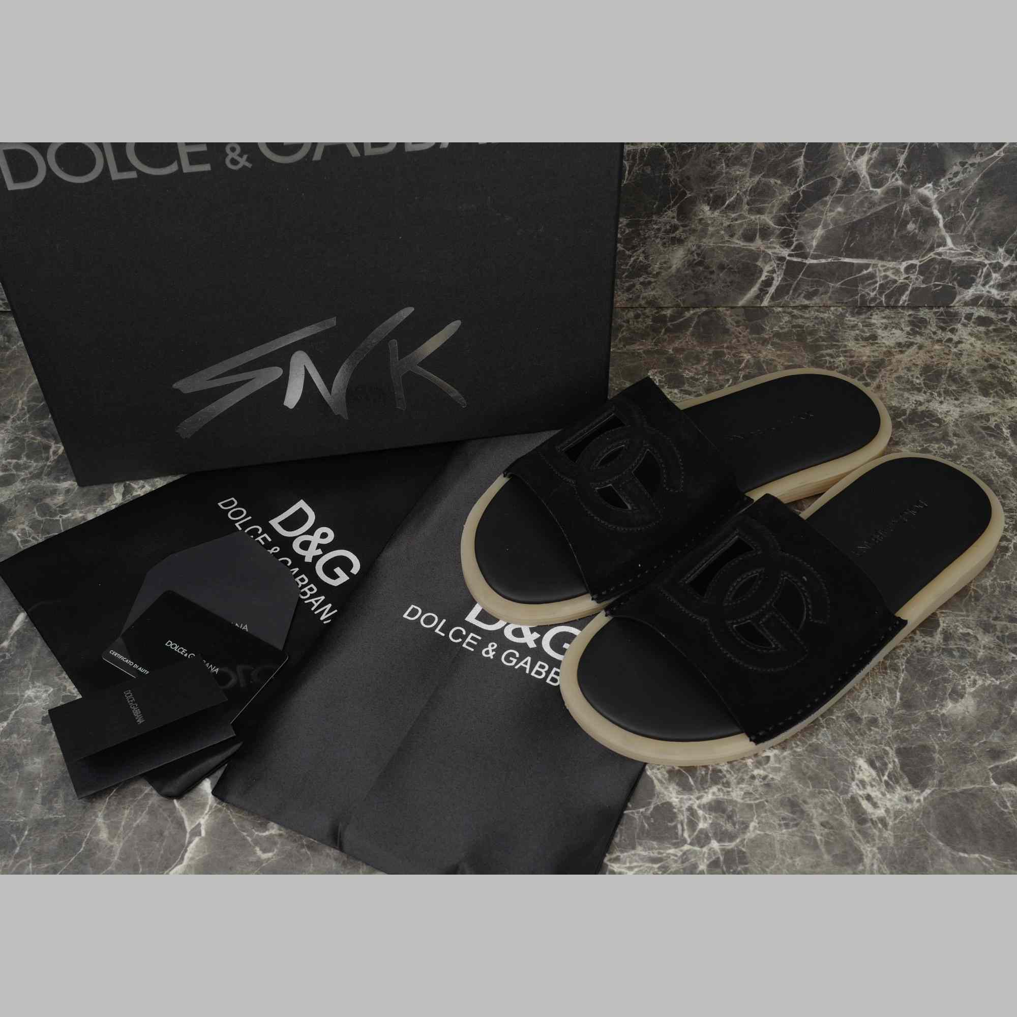 Dolce & Gabbana Suede Sliders - FashionPlug