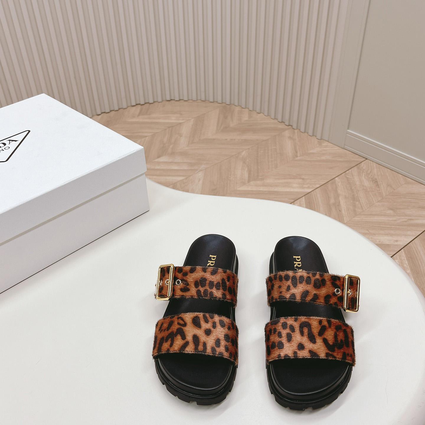 Prada Printed Leather Slides - FashionPlug