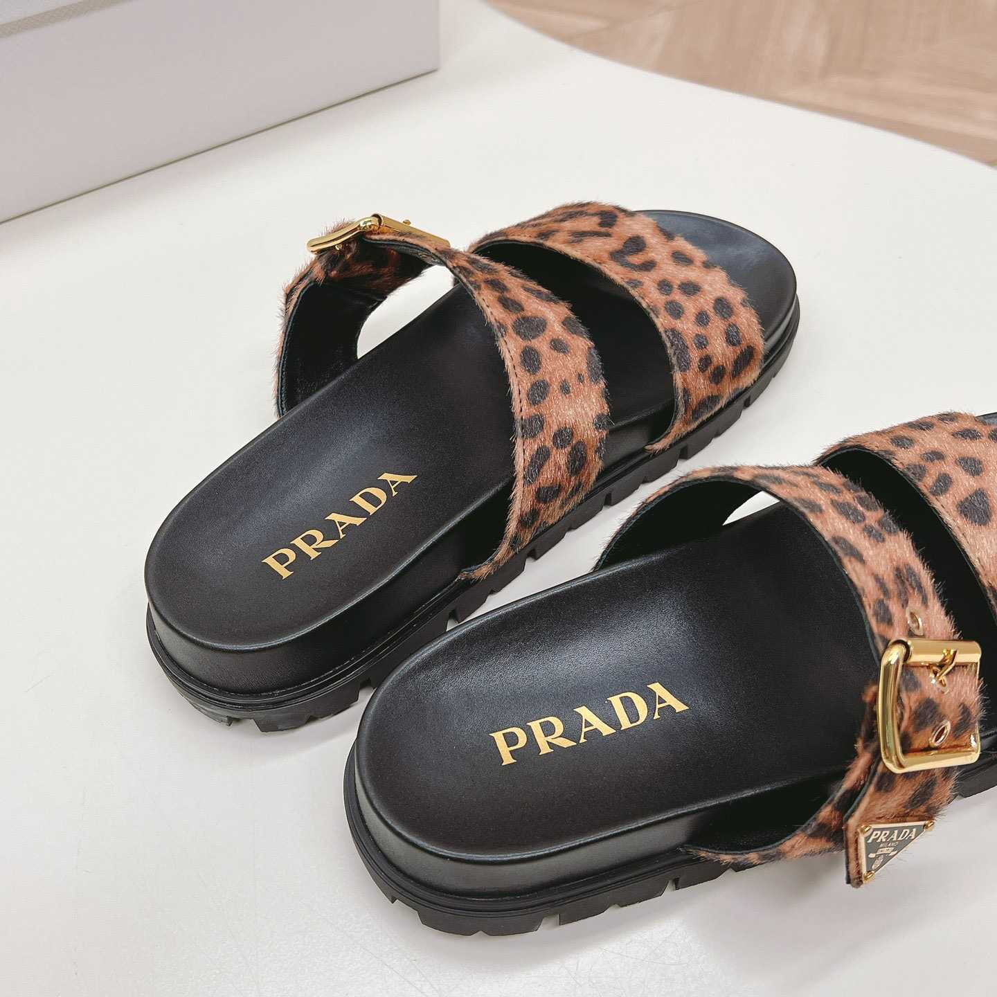 Prada Printed Leather Slides - FashionPlug