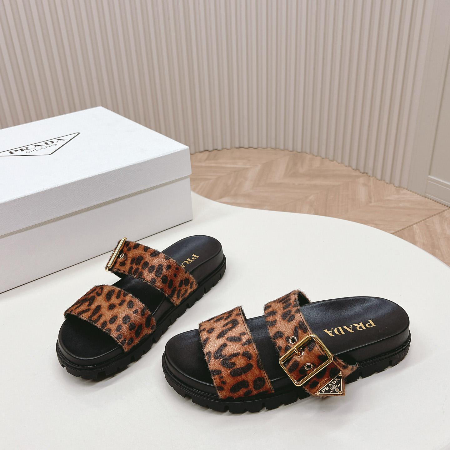 Prada Printed Leather Slides - FashionPlug