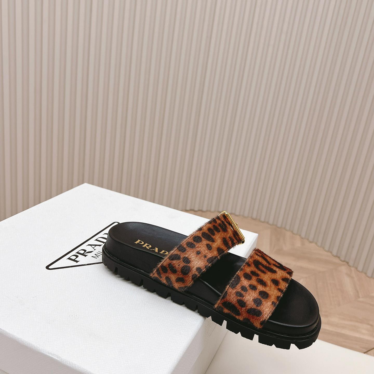 Prada Printed Leather Slides - FashionPlug