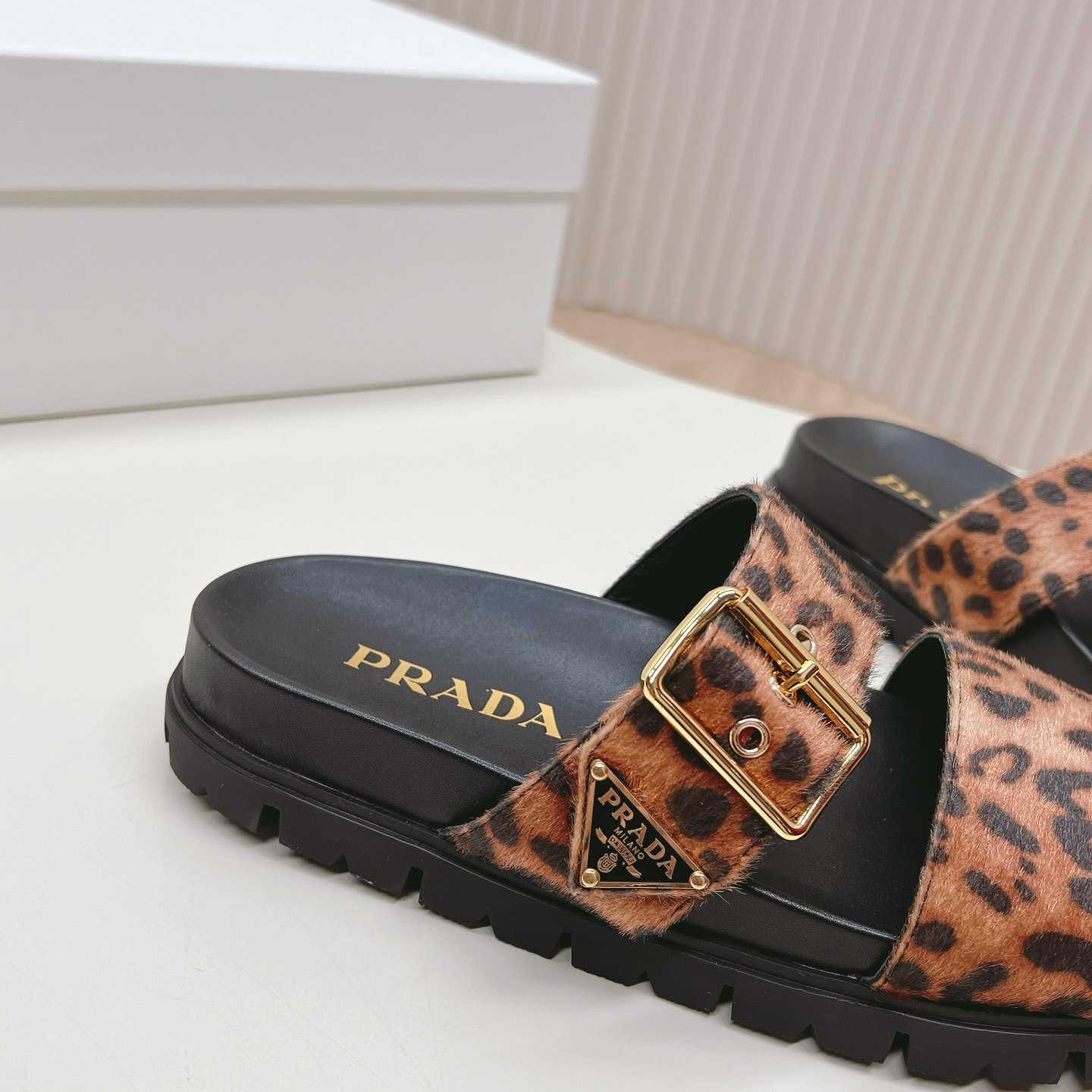 Prada Printed Leather Slides - FashionPlug