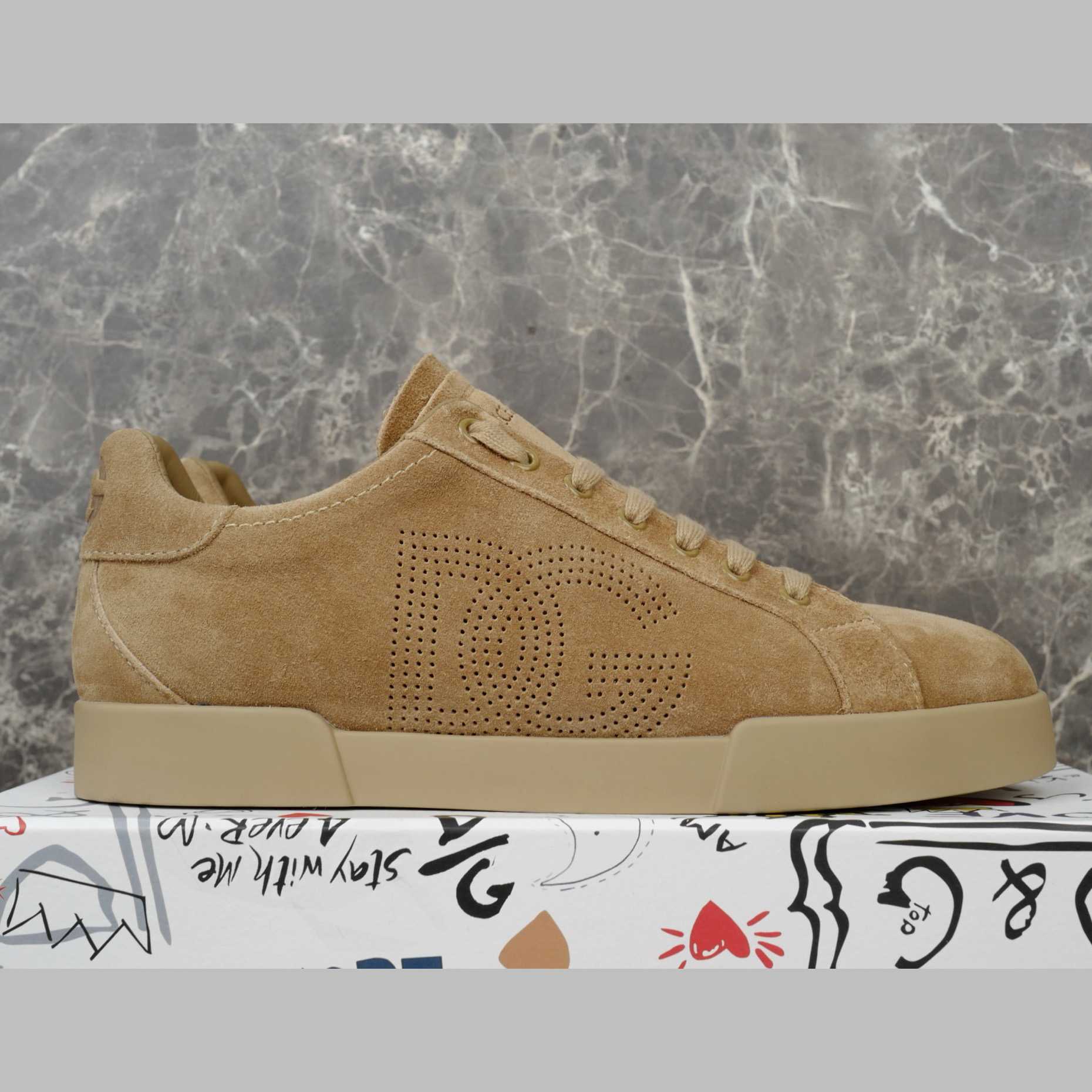 Dolce & Gabbana Calfskin Strobel Portofino Light Sneakers - FashionPlug